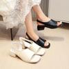 Talla 35-43 Talla Grande Zapatos de Mujer Tacón Grueso Sandalias Romanas Ropa Exterior de Mujer Verano Nueva Moda Sandalias de Punta Cuadrada para Mujer