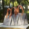 Nueva Bolsa Tote de Fieltro Asa de Cuero Bolso de Hombro para Mujer Gran Capacidad Bolsa de Compras Bolsa de Regalo Negocios Transfronterizos Cabello