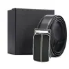 Cinturón de Cuero Personalizado para Hombre de Cuero Genuino Hebilla Automática Cinturón de Cintura de Piel de Vaca Logo Impreso a Color Regalo de Negocios Hebilla de Trinquete Cinturón de Cuero de Primera Capa para Hombre