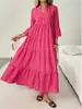 Em estoque AliExpress Primavera e Outono Vestido Longo Francês Gola V Cintura Marcada, Vestido Elegante de Manga Longa Estilo Europeu e Americano, Novo Modelo 2026