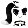 Set de Orejas y Cola de Animal de Peluche para Cosplay Transfronterizo, Orejas de Zorro Estilo Anime, Orejas de Lobo, Diadema, Accesorios de Cola, Cascabel de Cabeza, Collar