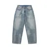 Roupas Vintage 2025 Outono Nova Tendência Americana Marca Design Retrô Nicho Jeans Reto com Estampa de Tinta para Homens