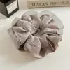 Scrunchie vintage estilo coreano, estilo faculdade, com tule franzido, acessório de cabelo de nicho para rabo de cavalo baixo