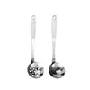 Cucharón Colador de Acero Inoxidable Espesado Cuchara Doméstica de Mango Largo Cuchara para Hot Pot de Cocina Juego de Utensilios de Cocina Cucharón Colador de Sopa Comercial