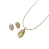 Paquete Individual Ojo de Gato Blanco Cadena de Oro Real Conjunto de Colgante y Aretes para Mujer Collar de Oro Regalo Estilo Nuevo