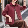 Elegante y estiloso abrigo de primavera y otoño para madres, nuevo modelo 2026, cárdigan de punto para mujeres de mediana edad y mayores