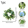 Corona de Hojas de Eucalipto Artificial Transfronteriza, Corona Decorativa de Puerta de Eucalipto, Follaje Verde para Bodas y Navidad, Corona de Guirnalda con Cabezas de Flores Artificiales