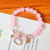 Nueva Pulsera de Cuentas de Vidrio de 8 mm Amor Diamante para Mujer Estudiante Niños Dibujos Animados Cristal Imitación Jade Gatito Campana Pulsera