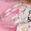 Pulseira de gato de desenho animado coreano pulseira de gato de desenho animado infantil pulseira infantil feminina rosa sólida de puxar e empurrar pulseira de prata estilo japonês e coreano