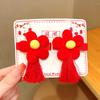 Grampo de cabelo infantil de ano novo, estilo chinês, clipe vermelho festivo, bola, acessórios para cabelo, acessórios hanfu, meninas, saudação de ano novo, cocar
