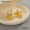 Pendientes de Acero Inoxidable con Textura de Estrella de Mar Estilo Resort de Verano Transfronterizos Europeos y Americanos Pendientes con Diseño de Perla de Circonita Incrustada