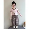 Conjunto de Ropa Estilo Coreano para Niñas Verano 2026 Modelo Nuevo Ropa de Verano de Manga Corta para Bebé Niña Gato Pantalones a Prueba de Mosquitos para Niños Conjunto de Dos Piezas