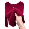 Suéter de Punto Rojo con Cuello Redondo para Mujer, Nuevo Estilo Otoño e Invierno 2026, Moderno y Favorecedor para Mujeres de Tallas Grandes, Suéter Superior Cómodo y Elegante
