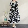 Camisola de Algodão e Seda para Mãe, Tamanho Grande, Caimento Solto, Vestido de Viscose para Meia-Idade e Idosos, Manga Curta com Bolsos, Roupa de Casa