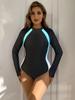 [Amazon Nuevo Surfer Mujer] Multicolor Manga Larga Espalda Cremallera Corta Hermoso Puntada Trasera Ajustado Traje de Baño para Snorkel