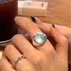 23 Anillo Nuevo de Moda Intelectual con Sentido de Cantidad Anillo Aguamarina Naturalmente No Uniforme en Tonos O7/11