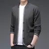 Cardigã de Tricô para Homem, Suéter de Primavera e Outono, Top Casual Tendência Estilo Coreano para Homem com Gola Alta Slim Fit, Jaqueta de Tricô para Homem