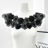 Cuello de Encaje Bordado Negro de Alta Gama Flores Solubles en Agua Decoración Floral en la Parte Delantera del Cuello Accesorios de Ropa DIY Cuello Hecho a Mano