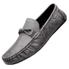 Mocasines de Cuero Genuino para Hombre Nuevos Zapatos de Negocios Británicos Transpirables Suela Suave Zapatos Casuales Zapatos de Frijol de un Paso Perezoso Hombres