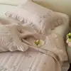 Sensação de cura no quarto~ Conjunto de Colcha Acolchoada de Algodão Puro Lavado com Areia Três Peças Lençol de Cama Espessado com Enchimento de Algodão Puro Algodão Dupla Face Quatro Estações