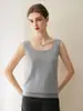Novo Colete de Malha 100% Cashmere Outono/Inverno 2026 para Mulheres, Cor Sólida Sem Mangas Slim Fit Camiseta Base, Camada Interna Estilo para o Trabalho