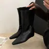 Botines de Tobillo Estilo Coreano First Encounter Season con Punta Cuadrada Pequeña y Tacón Oculto para Mujer 2026 Otoño Nuevo Estilo Elegante Versátil
