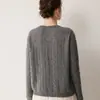 Gola redonda outono e inverno feminino 100% caxemira solto trançado cor contrastante gola redonda versátil emagrecedor suéter de malha de manga comprida