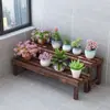 Estante para Flores Estante de Almacenamiento Madera Maciza Carbonizada Escalera Multicapa Balcón de Pie Madera Anticorrosiva Interior y Exterior Estante para Macetas de Pothos