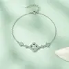Nuevo Pulsera de Porcelana Azul y Blanca de Trébol de Cuatro Hojas para Mujer, Colgante de Flor Retro de Lujo Ligero, Cadena para Clavícula Estilo Chino Nuevo Regalo