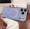 Funda para Teléfono Móvil Galvanizada Mate Adecuada para Iphone17 con Ventana Grande y Círculo Delgado Succión Magnética Apple 16 Cubierta Protectora Integral Anti-Caídas