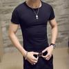 Nueva playera de manga corta para hombre Camiseta base blanca Color sólido Verano Ajustada Cuello redondo Camiseta interior Top de moda para hombre