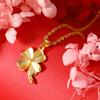Colar de imitação de ouro colar de jóias flor de carro trevo de quatro folhas pássaro da sorte paz bloqueio pingente banhado a ouro colar não desaparece