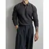 Camisa Polo Nueva Estilo Primavera y Otoño con Cuello, Suéter de Punto de Manga Larga para Hombre, Estilo de Negocios Británico, Corte Ajustado, Comercio Exterior, Venta al por Mayor Transfronteriza