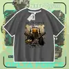 Camiseta Delta Force Weilong Rosa Vermelho Comedor de Ouro Lobo Mercadoria para Meninos, Manga Curta Estudante Caimento Solto Tendência