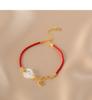 Incrustado Jade Hetian Blanco Azul Natural Hebilla Ping An Pulsera Tejida con Cuerda Roja Vintage Sentido del Diseño Femenino