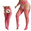 Tallas Grandes Medias de Red Europeas y Americanas de Encaje Conjunto de Lencería Sexy Medias de Red Pantimedias Sexy de Entrepierna Abierta Piernas Hermosas