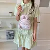 Mochila de conejo de dibujos animados estilo ins coreano para mujer, diseño único con lindo lazo y encaje estampado dulce