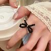 Anillo de perlas con lazo elástico para niña, estilo dulce ins, anillo para dedo de comida, diseño nicho de lujo ligero, anillo coreano