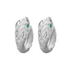 Aretes en forma de serpiente aretes estilo europeo y americano personalidad guapa cool animal ojos verdes serpiente pequeña hebilla de oreja curva aretes de moda con incrustaciones de circonitas