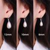 Pendientes de mujer con hebilla de perla en forma de gota de agua, estilo francés de alta sociedad, sencillos, de varios tamaños, con cuentas blancas barrocas.