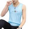 2025 Nuevo Verano Cuello Redondo Hombro Ancho Seda de Hielo Chaleco para Hombre Delgado Running Deportes Camiseta Transpirable Fresca