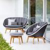 Sofá de Exterior Estilo Nórdico Madera de Fresno Simple Exterior Balcón Jardín Patio Sofá Pequeño Silla Sofá de Ratán con Cinta