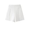 Shorts Slimming Versátil de Cintura Alta para Mulheres da Primavera/Verão 2024, Calças Largas Brancas em Linha A, Calças de Alfaiataria Texturizadas