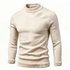 Suéter de hombre con cuello semi-alto y forro polar, prenda de punto polar de una pieza engrosada para invierno, suéter base pullover cálido, disponible en varios colores