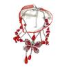 Colar Sexy Borboleta Vermelha com Franjas e Zircônia Estilo Puro Desejo chocher Moda Luxo Leve Elegante Corrente Alta para Clavícula