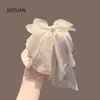Grampo de Cabelo Novo Estilo de Verão com Laço de Fita de Rede com Franjas para Rabo de Cavalo com Enfeites de Fitas para Mulheres
