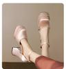 No Cansan para Personas Pequeñas, Tacones Altos, Tacones Gruesos, Plataformas Impermeables con Faldas, Zapatos de Boda de Satén Francés, Zapatos Nupciales para Vestido de Boda Rosa