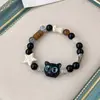 Pulsera de Gato con Cuentas Más Vendida Transfronteriza, Pulsera Linda de Gato con Cordón Elástico, Mismo Estilo que en Xiaohongshu, Pulsera de Cerámica de Jingdezhen