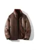2025 Nova Moda de Inverno Estilo Europeu Casual Boutique Versátil Elegante Gola Alta Lã Dupla Face Quente Jaqueta para Homens
