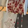Corrente de Pérolas de Cristal Vermelho de Cobre Puro DIY Tassel Antigo de Dunhuang Acessórios para Pulseira de Corrente para Roupas de Caminhada